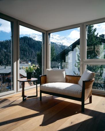 Holiday Home Celerina winter garden with a view to the mountains 
